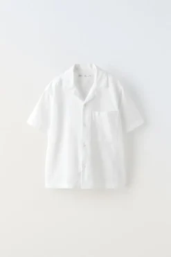 CAMISA DE ALGODÃO COM LINHO-ZARA Flash Sale