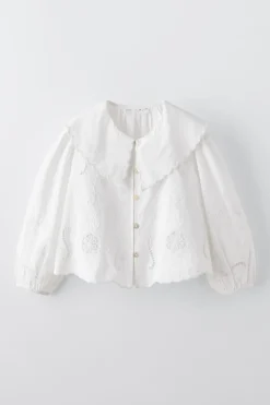CAMISA DE ESTILO ROMÂNTICO COM BORDADO-ZARA Online