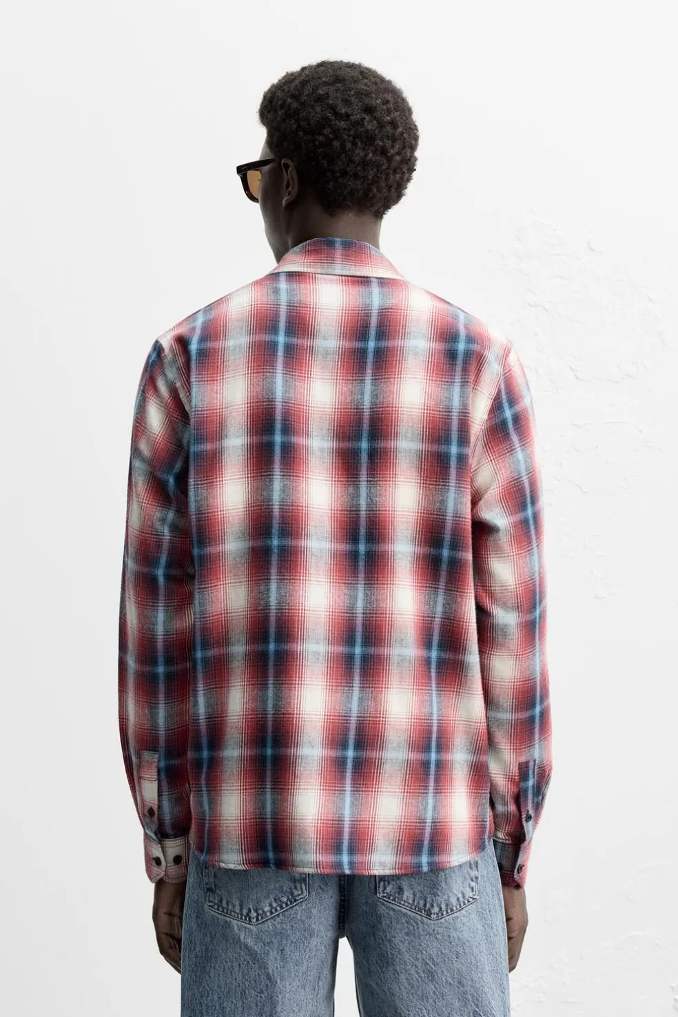 ZARA Vestuário De Inverno^CAMISA DE FLANELA AOS QUADRADOS Vermelho / Preto