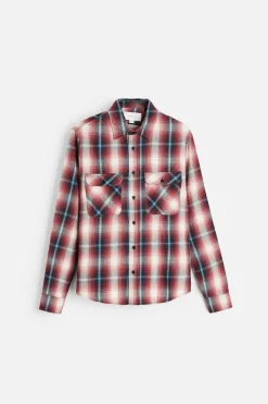 ZARA Vestuário De Inverno^CAMISA DE FLANELA AOS QUADRADOS Vermelho / Preto