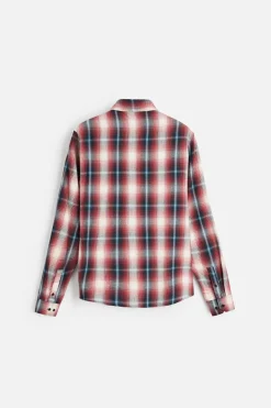 ZARA Vestuário De Inverno^CAMISA DE FLANELA AOS QUADRADOS Vermelho / Preto