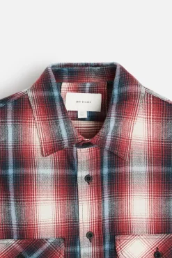ZARA Vestuário De Inverno^CAMISA DE FLANELA AOS QUADRADOS Vermelho / Preto