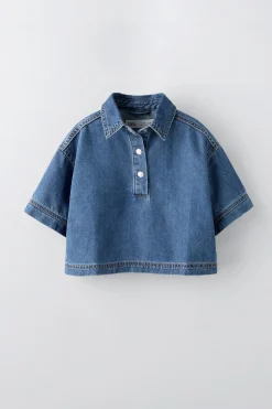 CAMISA DE GANGA CROPPED-ZARA Online