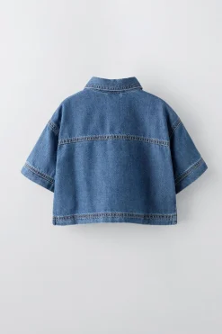 CAMISA DE GANGA CROPPED-ZARA Online