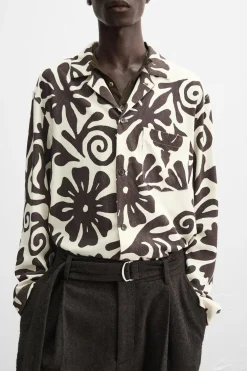 ZARA Camisas^CAMISA DE SEDA ESTAMPADA X NANUSHKA Cru / Castanho