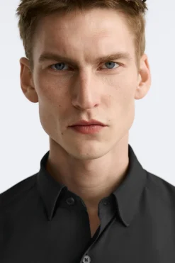 ZARA Vestuário De Inverno^CAMISA ELÁSTICA Preto