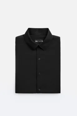 ZARA Vestuário De Inverno^CAMISA ELÁSTICA Preto
