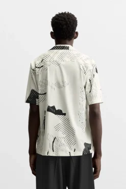 ZARA Camisas^CAMISA ELÁSTICA COM ESTAMPADO ABSTRATO Branco