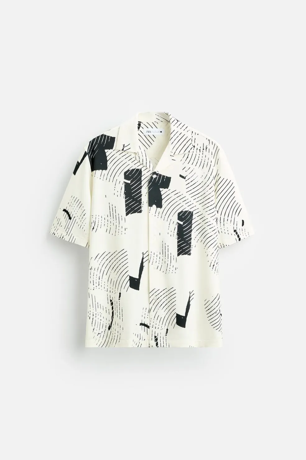 ZARA Camisas^CAMISA ELÁSTICA COM ESTAMPADO ABSTRATO Branco
