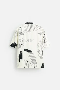ZARA Camisas^CAMISA ELÁSTICA COM ESTAMPADO ABSTRATO Branco