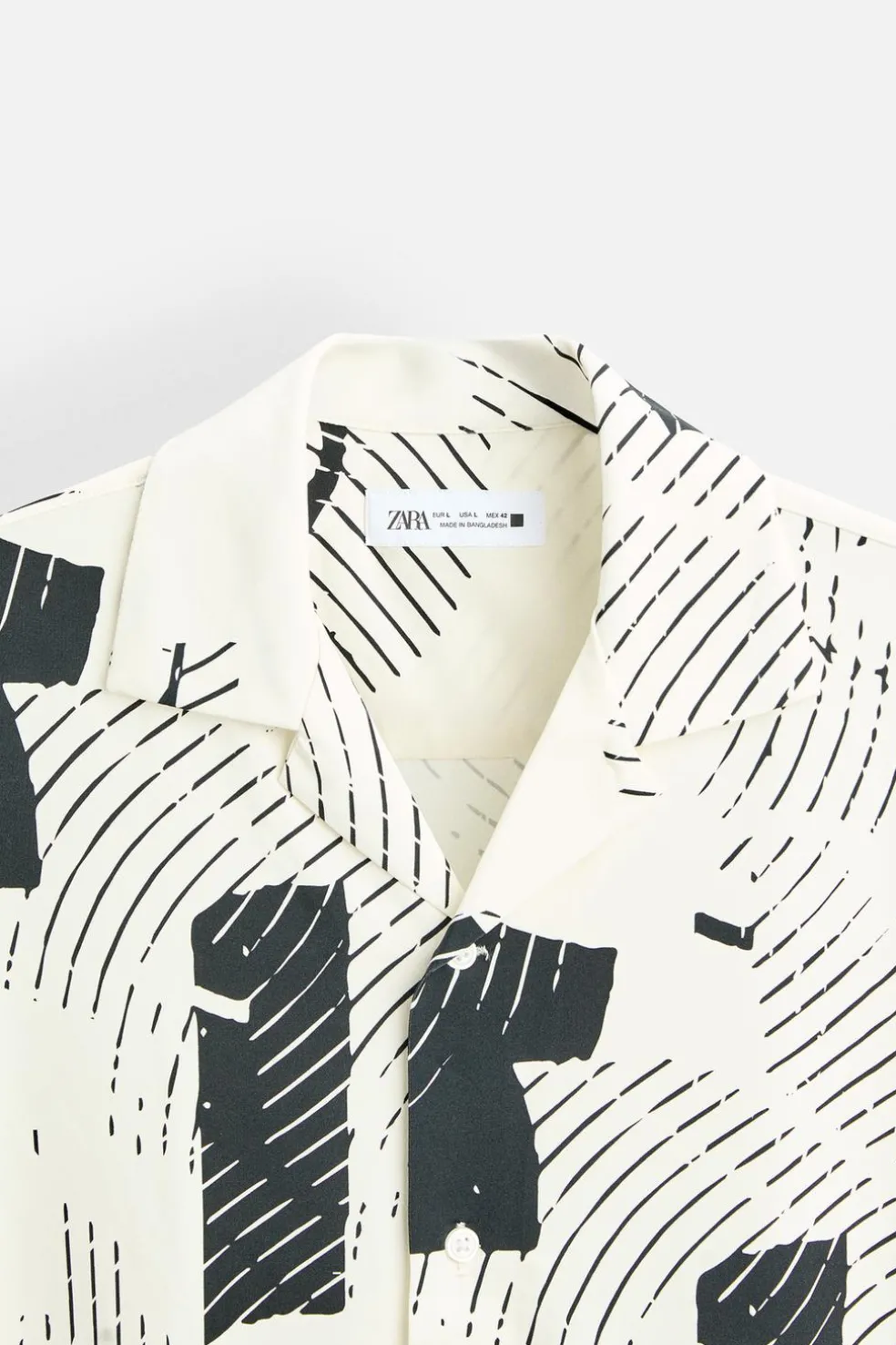 ZARA Camisas^CAMISA ELÁSTICA COM ESTAMPADO ABSTRATO Branco