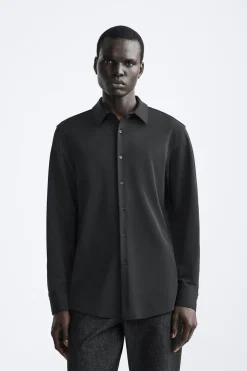ZARA Camisas^CAMISA ELÁSTICA COM ESTRUTURA Preto