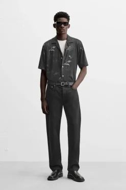 ZARA Camisas^CAMISA ELÁSTICA ESTAMPADO FLORAL Preto