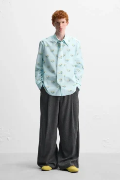 ZARA Camisas^CAMISA ESTAMPADO ELEFANTE X HARRY LAMBERT Azul-celeste
