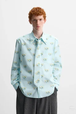 ZARA Camisas^CAMISA ESTAMPADO ELEFANTE X HARRY LAMBERT Azul-celeste