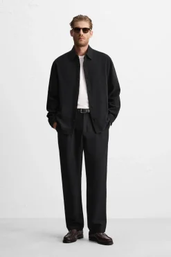 ZARA Vestuário De Inverno|Camisas^CAMISA ESTRUTURA BOUCLÉ Preto