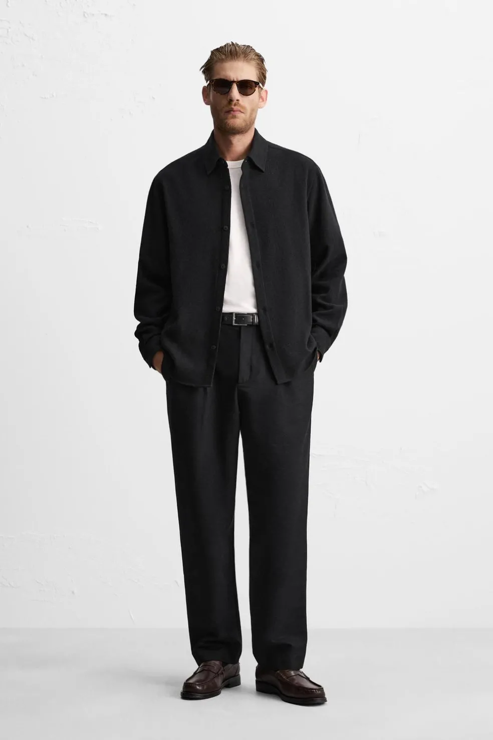 ZARA Vestuário De Inverno|Camisas^CAMISA ESTRUTURA BOUCLÉ Preto
