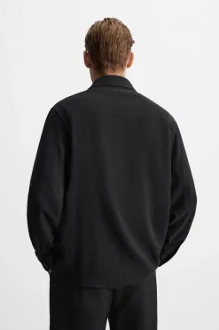 ZARA Vestuário De Inverno|Camisas^CAMISA ESTRUTURA BOUCLÉ Preto