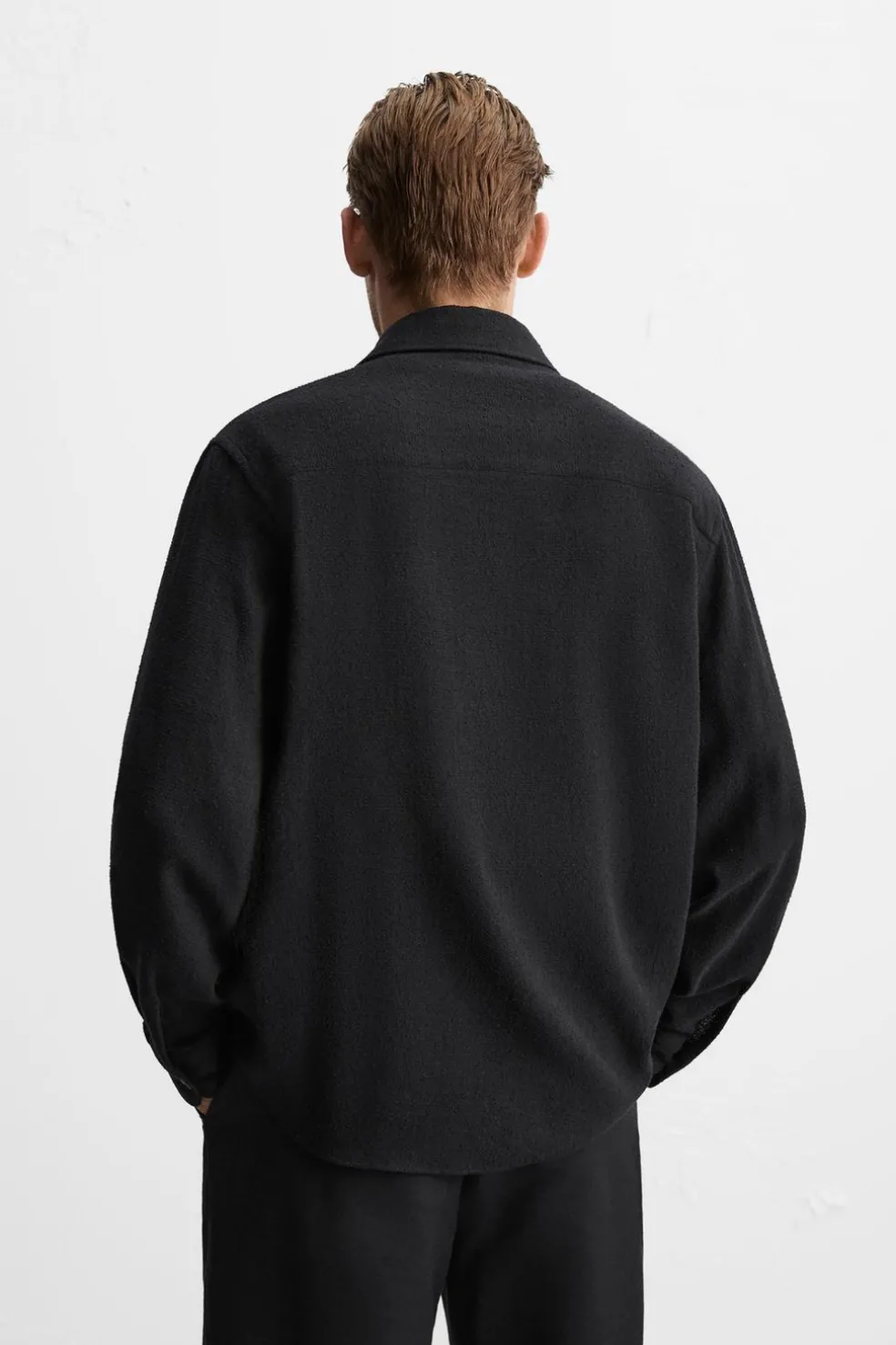 ZARA Vestuário De Inverno|Camisas^CAMISA ESTRUTURA BOUCLÉ Preto