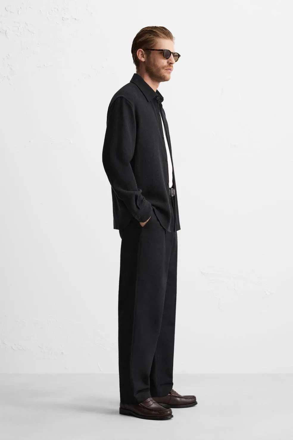 ZARA Vestuário De Inverno|Camisas^CAMISA ESTRUTURA BOUCLÉ Preto