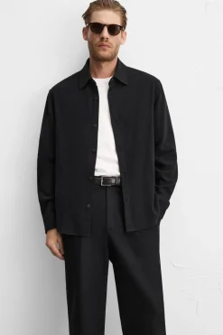 ZARA Vestuário De Inverno|Camisas^CAMISA ESTRUTURA BOUCLÉ Preto