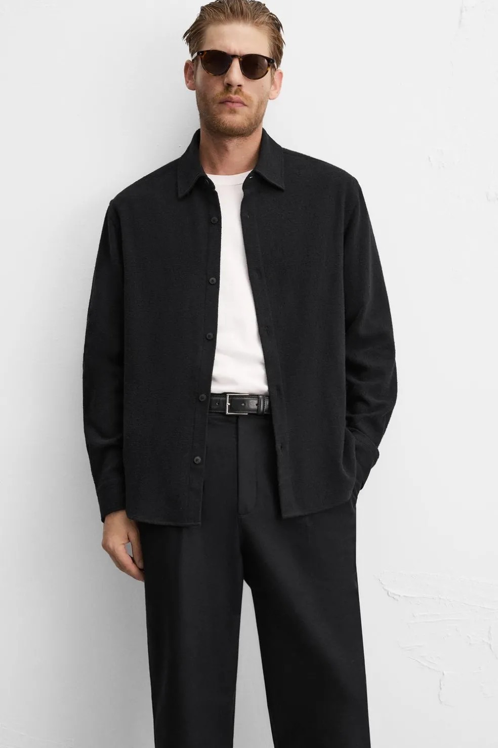 ZARA Vestuário De Inverno|Camisas^CAMISA ESTRUTURA BOUCLÉ Preto