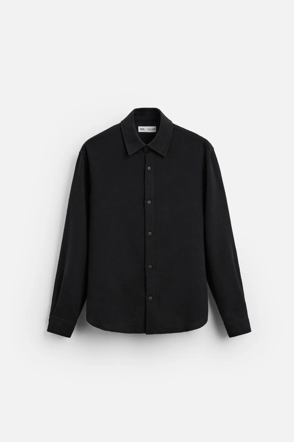 ZARA Vestuário De Inverno|Camisas^CAMISA ESTRUTURA BOUCLÉ Preto
