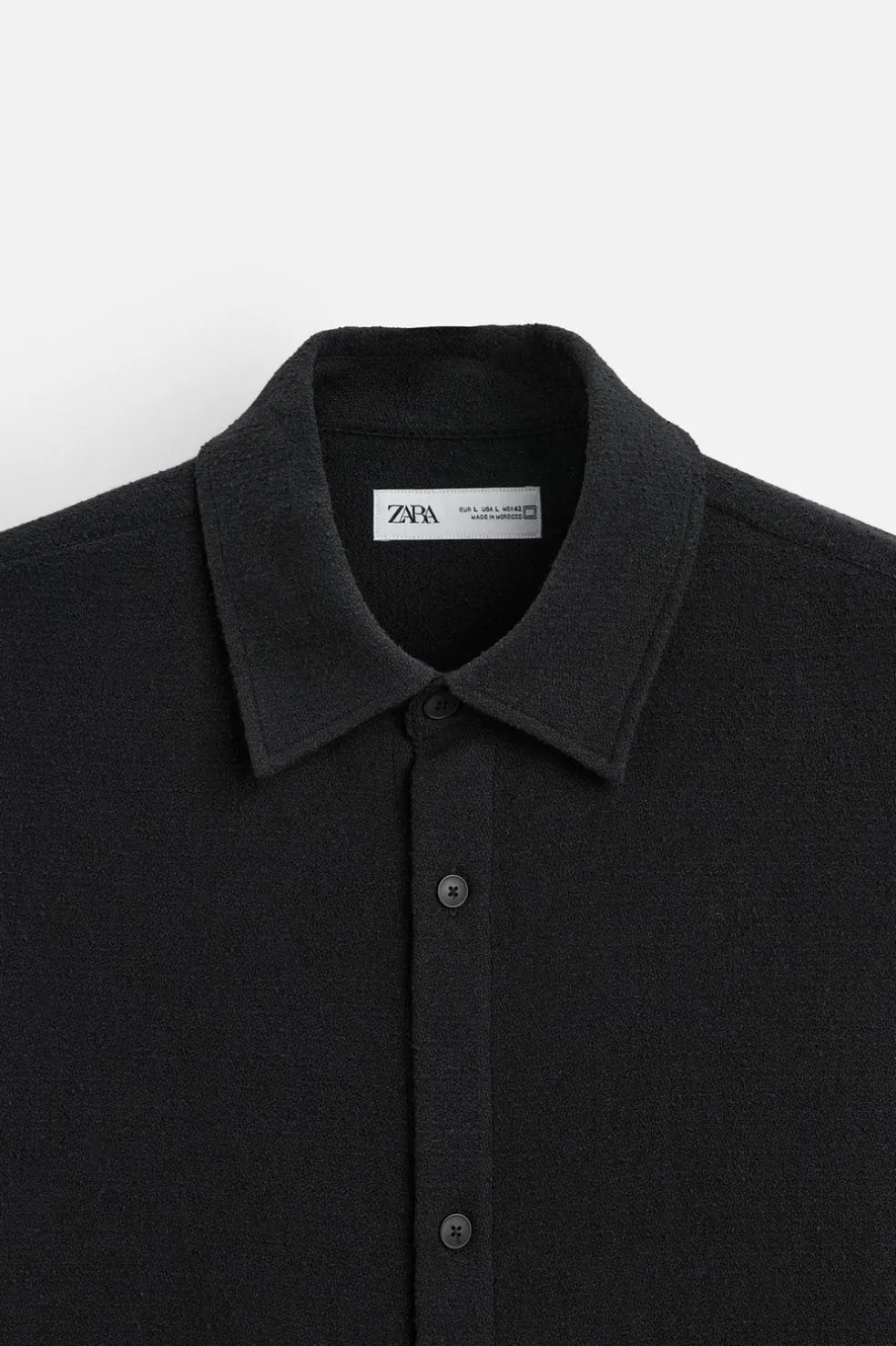 ZARA Vestuário De Inverno|Camisas^CAMISA ESTRUTURA BOUCLÉ Preto