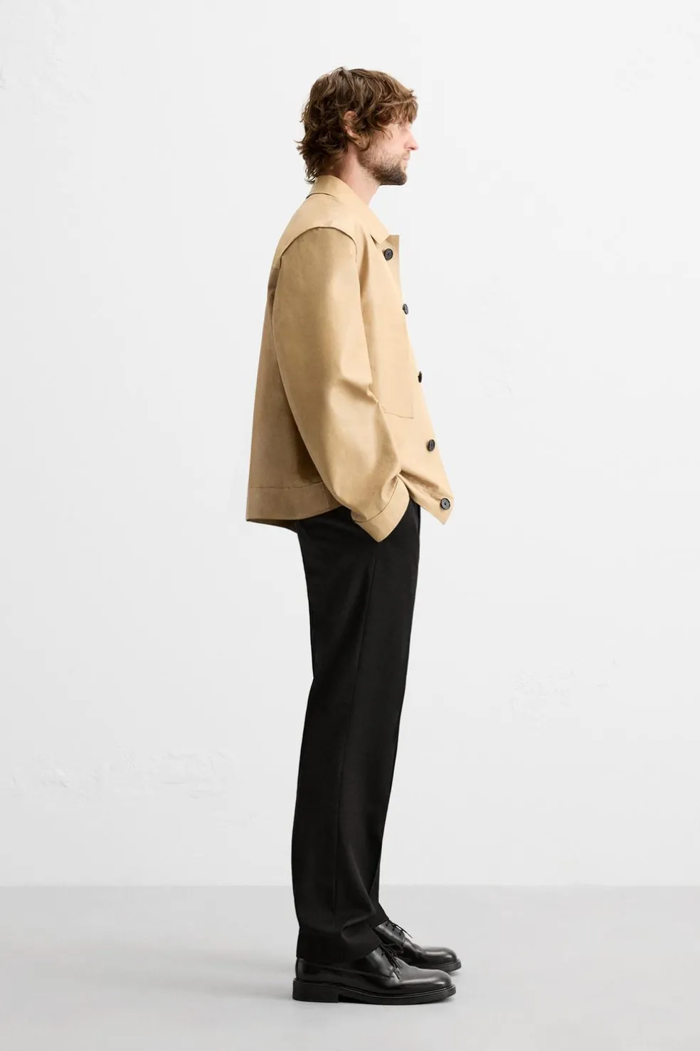 ZARA Blusões|Pele^CAMISA LARGA DE PELE LIMITED EDITION Manteiga