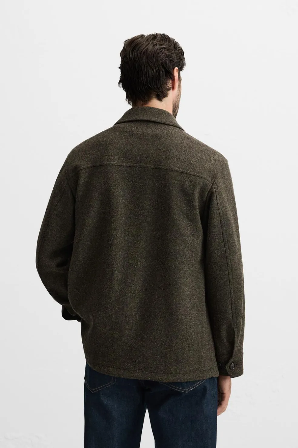ZARA Vestuário De Inverno|Blusões^CAMISA LARGA LÃ BOLSOS ESVERDEADO