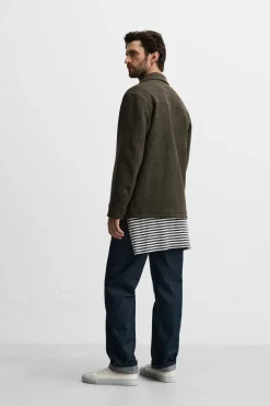 ZARA Vestuário De Inverno|Blusões^CAMISA LARGA LÃ BOLSOS ESVERDEADO