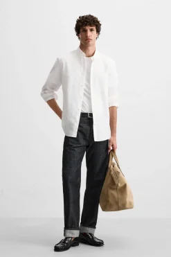 ZARA Camisas^CAMISA LINHO - ALGODÃO Branco