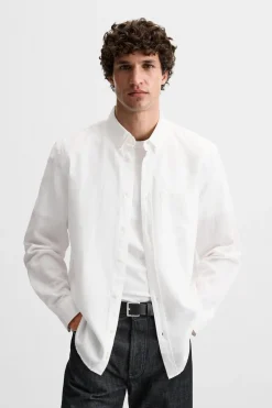 ZARA Camisas^CAMISA LINHO - ALGODÃO Branco