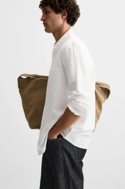ZARA Camisas^CAMISA LINHO - ALGODÃO Branco
