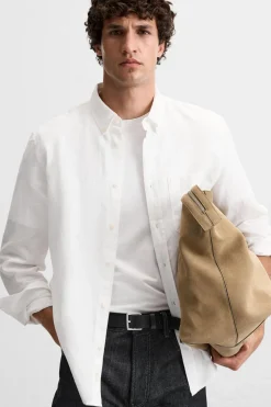 ZARA Camisas^CAMISA LINHO - ALGODÃO Branco