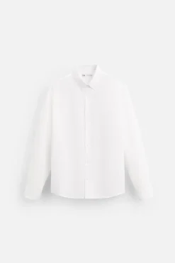 ZARA Camisas^CAMISA LINHO - ALGODÃO Branco