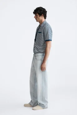 ZARA Camisola / Casacos|Polos^CAMISA POLO DE JACQUARD ÀS RISCAS listrado
