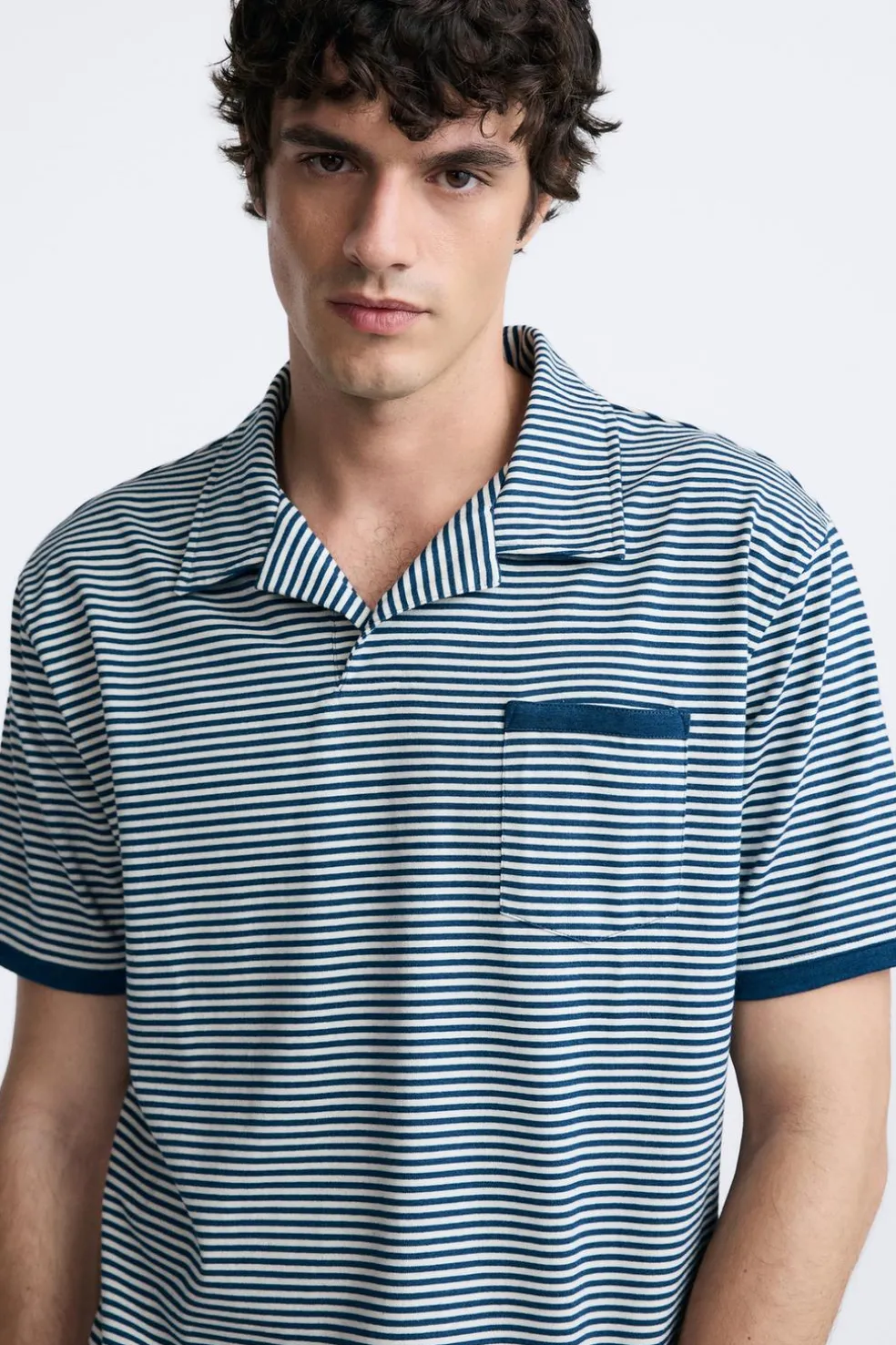 ZARA Camisola / Casacos|Polos^CAMISA POLO DE JACQUARD ÀS RISCAS listrado
