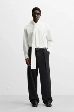 ZARA Camisas^CAMISA RELAXED FIT COM LAÇO Branco