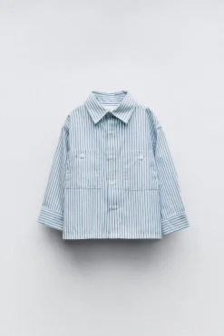 CAMISA ÀS RISCAS COM BOLSOS-ZARA Cheap