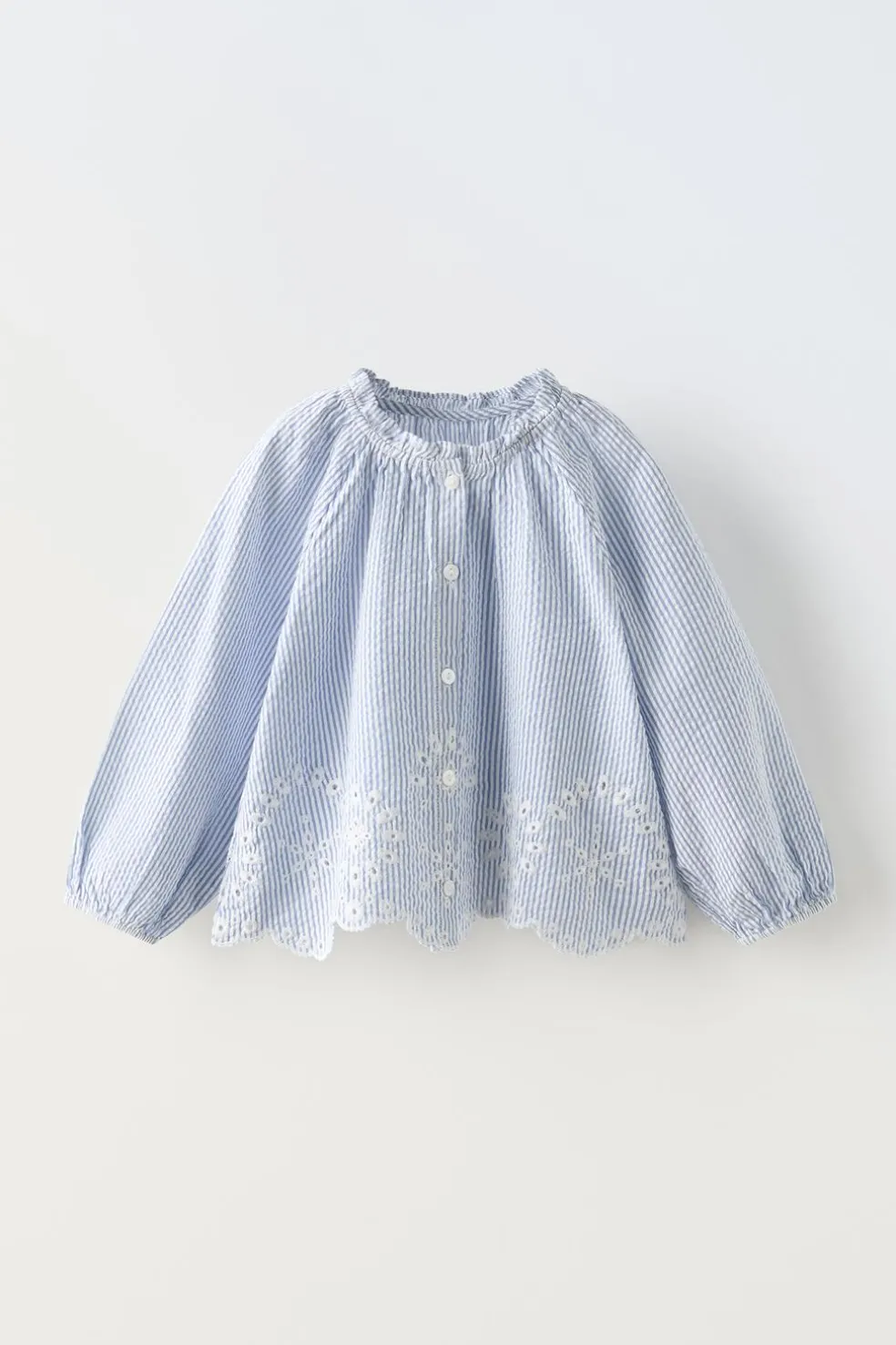 CAMISA ÀS RISCAS COM BORDADO SHIFFLY-ZARA Outlet