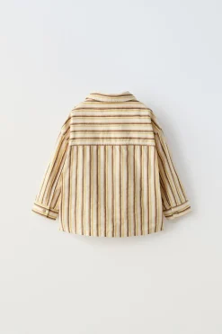CAMISA ÀS RISCAS COM BORDADO-ZARA Online