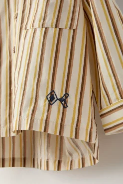 CAMISA ÀS RISCAS COM BORDADO-ZARA Online