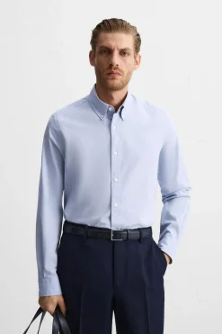 ZARA Camisas^CAMISA ÀS RISCAS COM ESTRUTURA Azul-celeste
