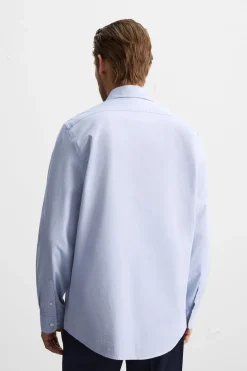 ZARA Camisas^CAMISA ÀS RISCAS COM ESTRUTURA Azul-celeste