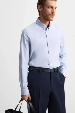 ZARA Camisas^CAMISA ÀS RISCAS COM ESTRUTURA Azul-celeste