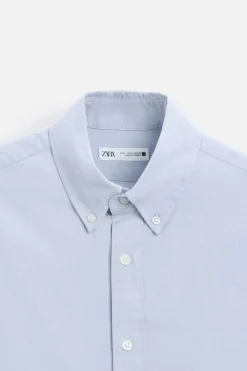ZARA Camisas^CAMISA ÀS RISCAS COM ESTRUTURA Azul-celeste