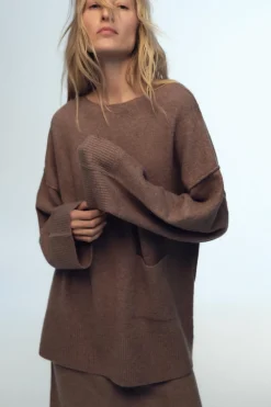 ZARA Winter Layersnew^CAMISOLA BOLSO MALHA LISA Vison-vigoré