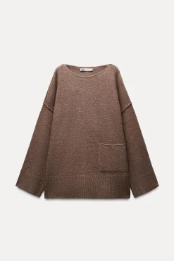 ZARA Winter Layersnew^CAMISOLA BOLSO MALHA LISA Vison-vigoré