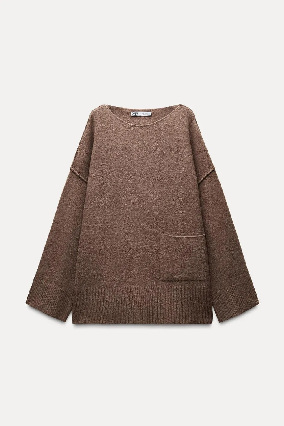 ZARA Winter Layersnew^CAMISOLA BOLSO MALHA LISA Vison-vigoré